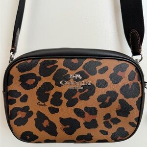 Coach Animal Print Crossbody Bag - Black and Tan